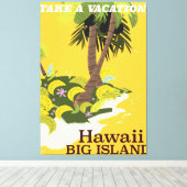 Hawaii groot eiland vintage vakantie canvas afdruk (Insitu (Houten vloer))