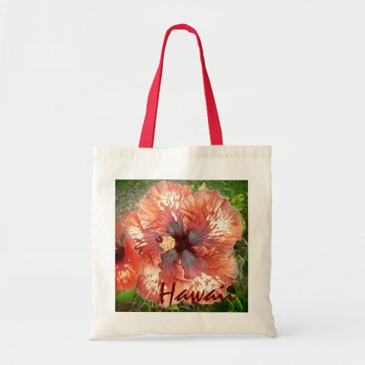 Hawaii grote rode hybride hibiscus herbruikbare za tote bag (Voorkant)