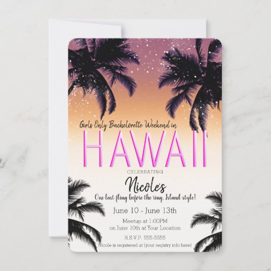 Hawaii Hawaiaanse Meisjes Weekend Bachelorette Fee Kaart (Voorkant)