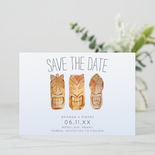 Hawaii Hawaiian Islands Destination Wedding Aankondiging (Staand voorkant)