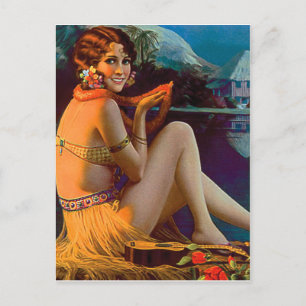 Hawaii, Hawaiian Pin-up Girl, vintage-reis Briefkaart