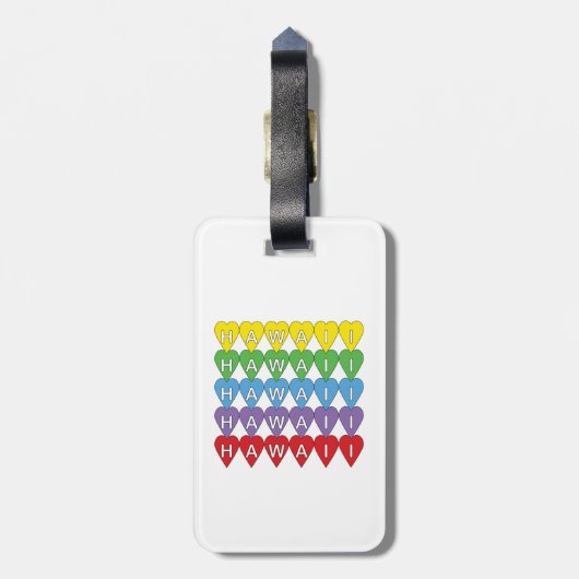 Hawaii Hearts Rainbow Bagagelabel (Achterkant verticaal)
