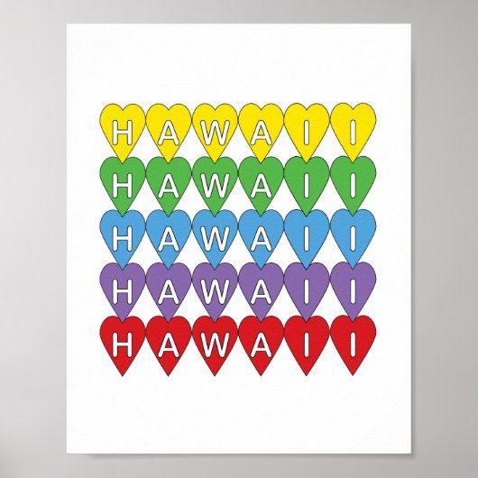 Hawaii Hearts Rainbow Poster (Voorkant)