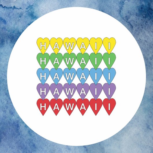Hawaii Hearts Rainbow Ronde Sticker
