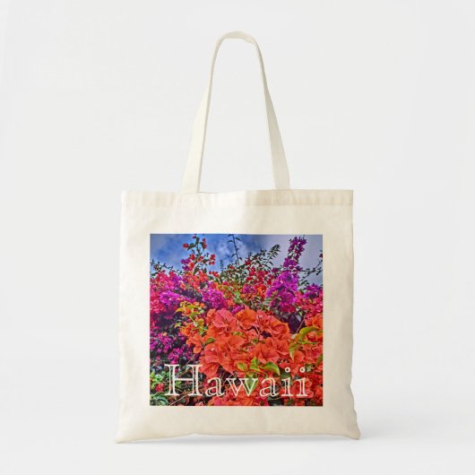 Hawaii heldere bougainvillea bloem herbruikbare za tote bag (Voorkant)