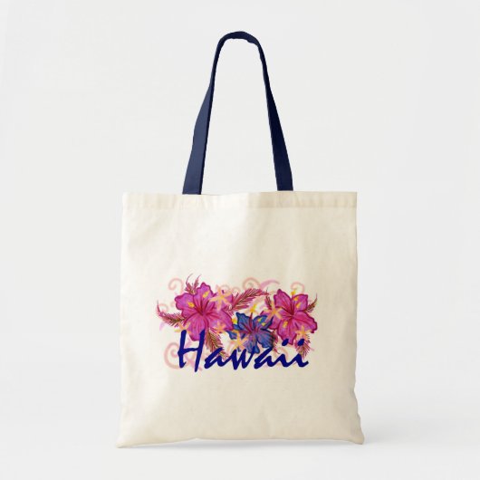Hawaii hibiscus artistieke bloem herbruikbare zak tote bag (Voorkant)