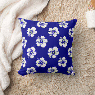Hawaii Hibiscus blauw-wit Kussen