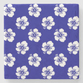 Hawaii Hibiscus blauw-wit Stenen Onderzetter (Voorkant)