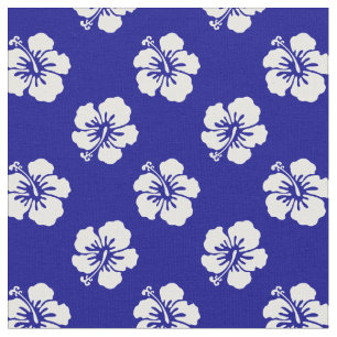 Hawaii Hibiscus blauw-wit Stof
