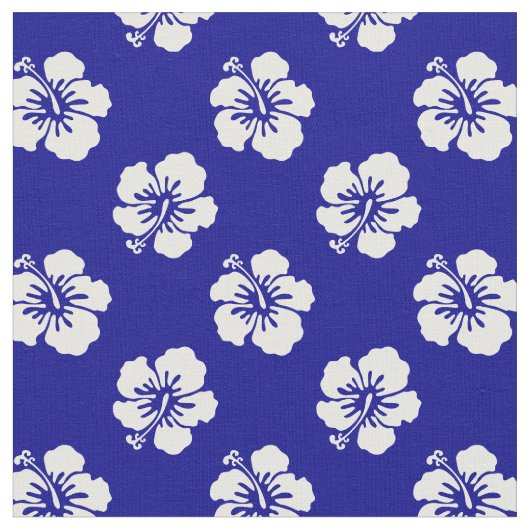 Hawaii Hibiscus blauw-wit Stof (Close Up)