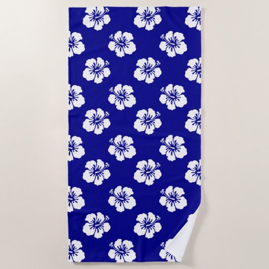 Hawaii Hibiscus blauw-wit Strandlaken (Voorkant)
