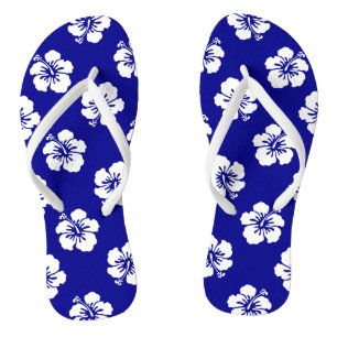 Hawaii Hibiscus blauw-wit Teenslippers