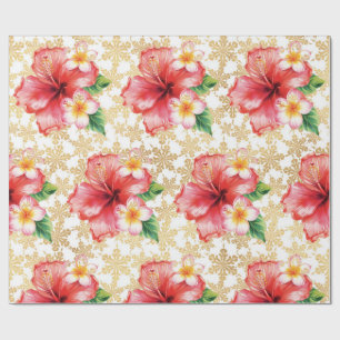 Hawaii Hibiscus Bloem Kerst Thema Cadeaupapier