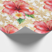 Hawaii Hibiscus Bloem Kerst Thema Cadeaupapier (Hoek)