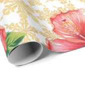 Hawaii Hibiscus Bloem Kerst Thema Cadeaupapier (Rol Hoek)
