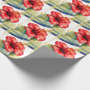 Hawaii Hibiscus Bloem Kerst Thema Cadeaupapier
