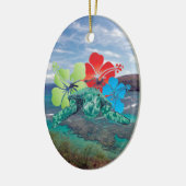 Hawaii Hibiscus bloemen en schildpad Keramisch Ornament (Links)