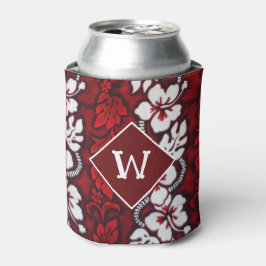 Hawaii Hibiscus Bloemen Luau Party Monogram Blikjeskoeler