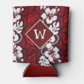 Hawaii Hibiscus Bloemen Luau Party Monogram Blikjeskoeler (Voorkant)