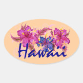 Hawaii hibiscus bloemen perzik stickers (Voorkant)