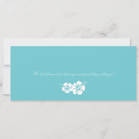 Hawaii Hibiscus Boarding Pass Wedding Kaart (Achterkant)