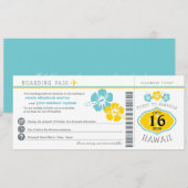 Hawaii Hibiscus Boarding Pass Wedding Kaart (Voorkant / Achterkant)