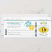 Hawaii Hibiscus Boarding Pass Wedding Kaart (Voorkant)
