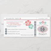 Hawaii Hibiscus Boarding Pass Wedding Kaart (Voorkant)