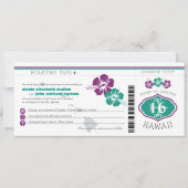 Hawaii Hibiscus Boarding Pass Wedding Kaart (Voorkant)