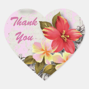 hawaii hibiscus florale tropische bruiloft hart sticker