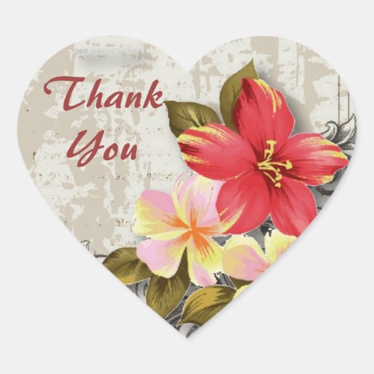  hawaii hibiscus florale tropische bruiloft hart sticker (Voorkant)