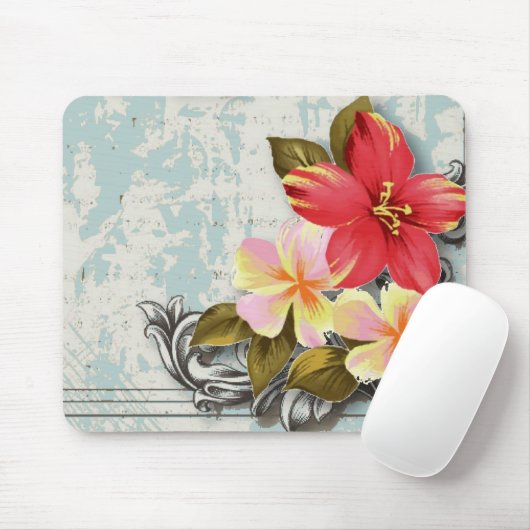  hawaii hibiscus florale tropische bruiloft muismat (Met muis)