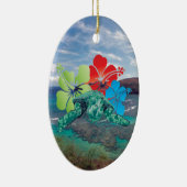 Hawaii Hibiscus Flowers en Turtle Keramisch Ornament (Rechts)