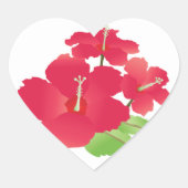 Hawaii Hibiscus Flowers Hart Sticker (Voorkant)