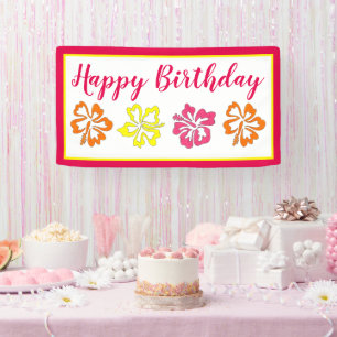 Hawaii Hibiscus Gelukkige Verjaardag Beach Party L Spandoek