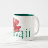Hawaii hibiscus roze blauwgroen koffie mok (Voorkant rechts)