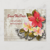 hawaii hibiscus tropische trouwdatum aankondiging (Voorkant)