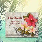 hawaii hibiscus tropische trouwkaart save the date aankondigingskaart