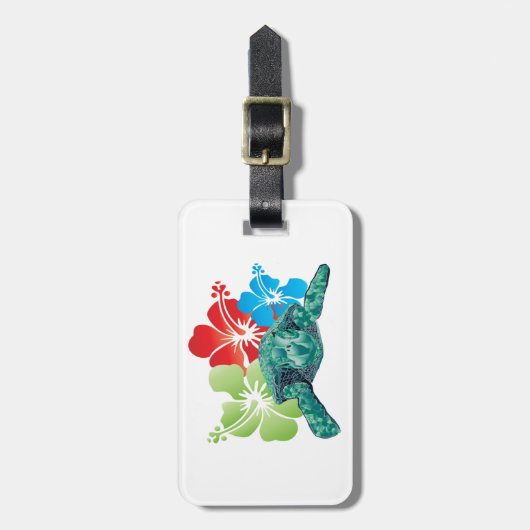 Hawaii Hibiscus Turtle Bagagelabel (Voorkant verticaal)