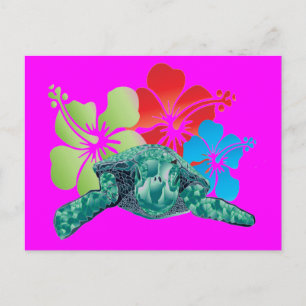 Hawaii Hibiscus Turtle Briefkaart