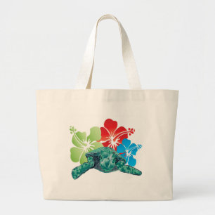 Hawaii Hibiscus Turtle Grote Tote Bag