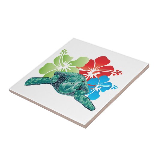 Hawaii Hibiscus Turtle Tegeltje (Zijkant)