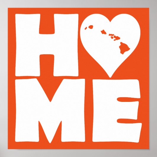 Hawaii Home Heart State Poster Sign (Voorkant)