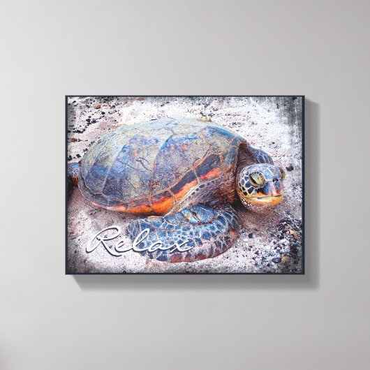 Hawaii Honi Zee Turtle Close-up Photo Relax Script Canvas Afdruk (Voorkant)