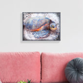 Hawaii Honi Zee Turtle Close-up Photo Relax Script Canvas Afdruk (Insitu (Woonkamer))