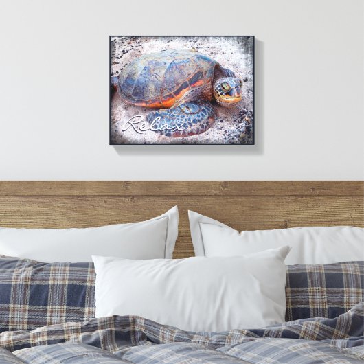 Hawaii Honi Zee Turtle Close-up Photo Relax Script Canvas Afdruk (Insitu (Slaapkamer))