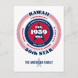 Hawaii, Honolulu, HI, Patriottisch, Monogram Briefkaart