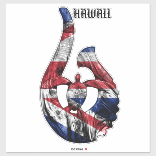Hawaii Honu Tribal Hook HIFlag Sticker (Vel)