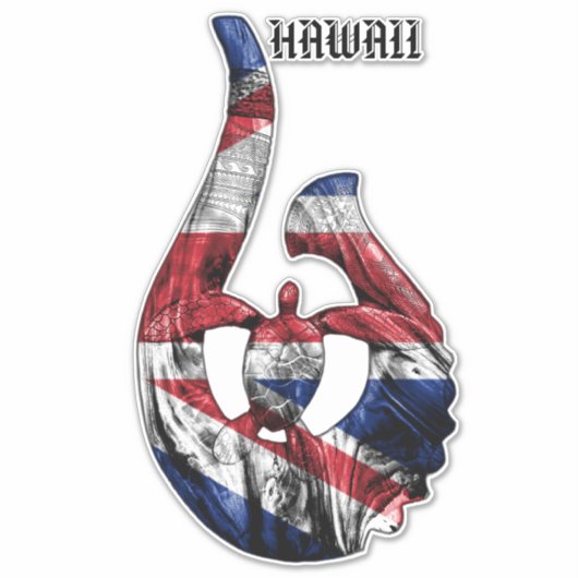 Hawaii Honu Tribal Hook HIFlag Sticker (Voorkant)