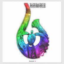Hawaii Honu Tribal Hook Neon Rainbow
